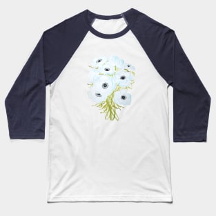 blue anemone flowers bouquet watercolor painting Baseball T-Shirt